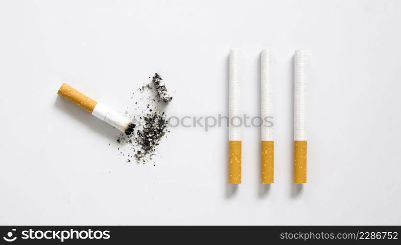 flat lay bad habit cigarette arrangement