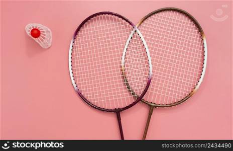 flat lay badminton set