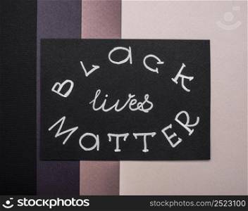 flat lay black lives matter card multicolored paper