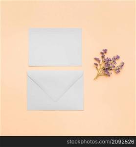 flat lay blank wedding invitation