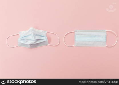 flat lay blue surgical masks