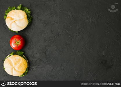 flat lay burger slate with copyspace