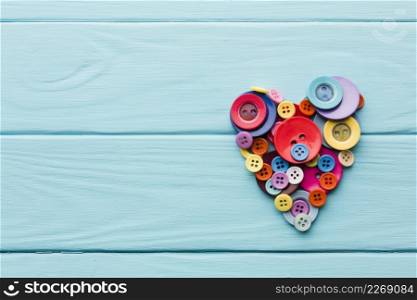 flat lay buttons heart shape valentines day