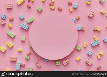 flat lay candy blocks with copy space