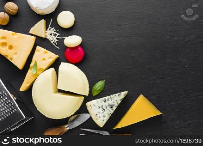 flat lay cheese mix ustensils with copy space. Resolution and high quality beautiful photo. flat lay cheese mix ustensils with copy space. High quality beautiful photo concept