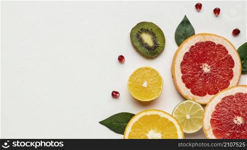 flat lay citrus with copy space
