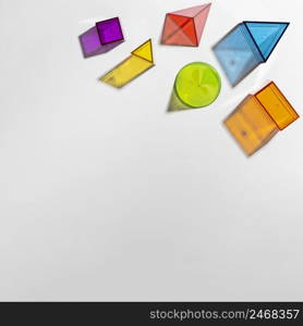 flat lay colorful translucent shapes with copy space 2