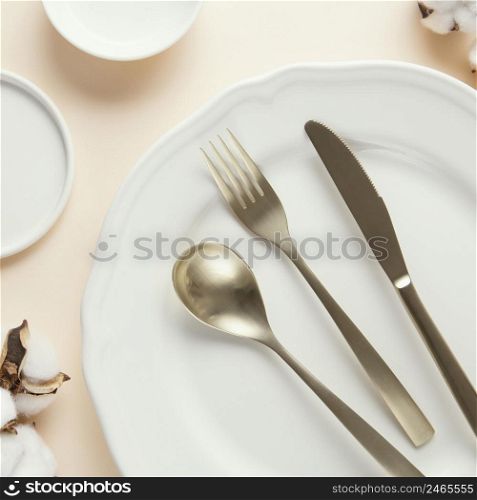 flat lay composition beautiful tableware table