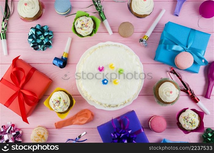 flat lay composition birthday elements