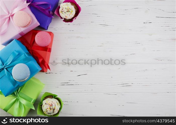 flat lay composition birthday elements with copyspace