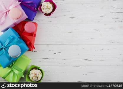 flat lay composition birthday elements with copyspace