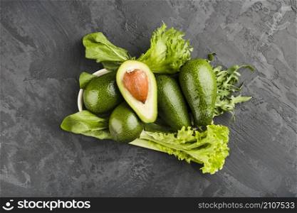flat lay composition healthy vegetables