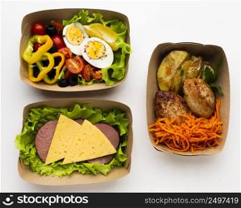 flat lay composition with different meals