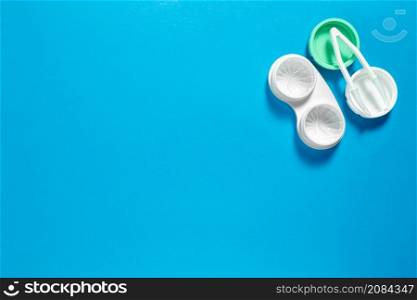 flat lay contact lenses case with copy space