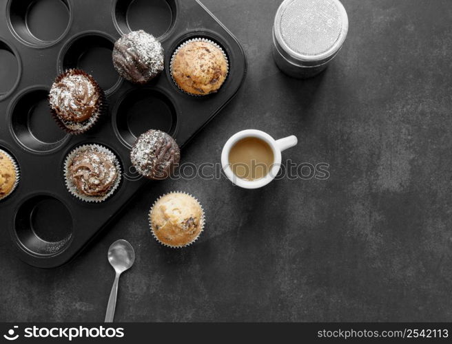 flat lay delicious cupcakes concept 10