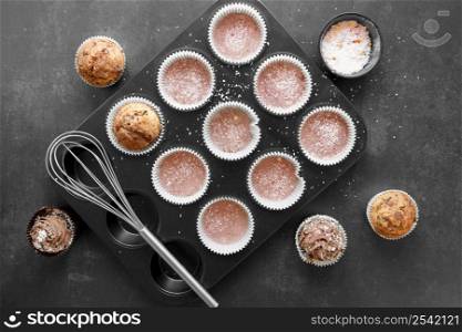 flat lay delicious cupcakes concept 17