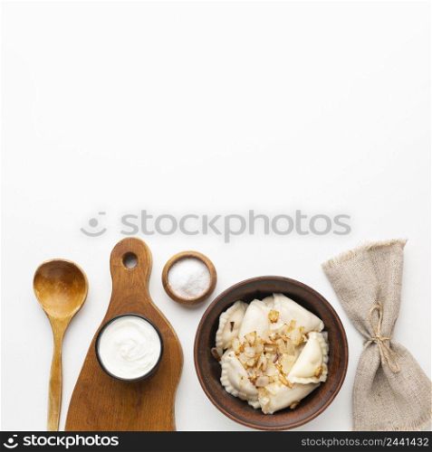 flat lay delicious food assortment with copy space
