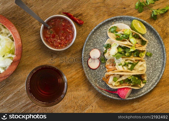 flat lay delicious taco ingredients