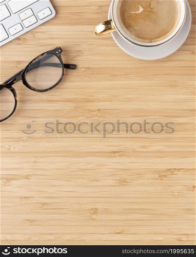 flat lay desk arrangement with copy space