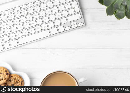 flat lay desk composition with copy space