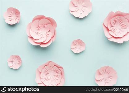 flat lay elegant floral paper decoration