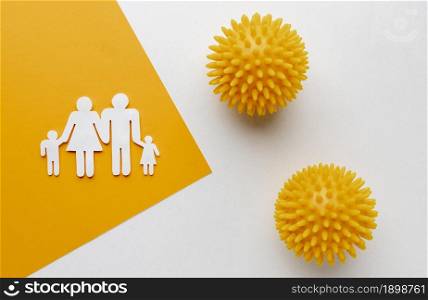 flat lay family made paper with viruses. Resolution and high quality beautiful photo. flat lay family made paper with viruses. High quality beautiful photo concept