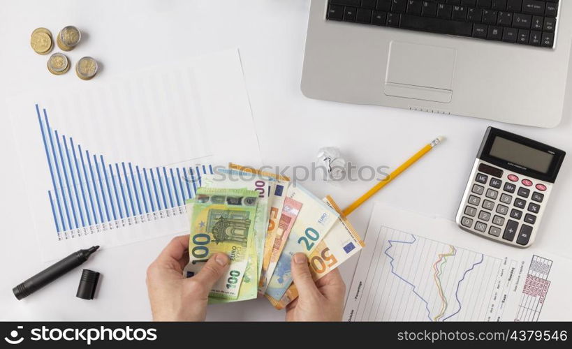 flat lay finances elements composition