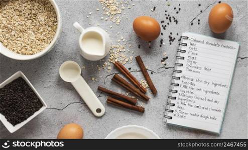 flat lay food ingredients with eggs 2