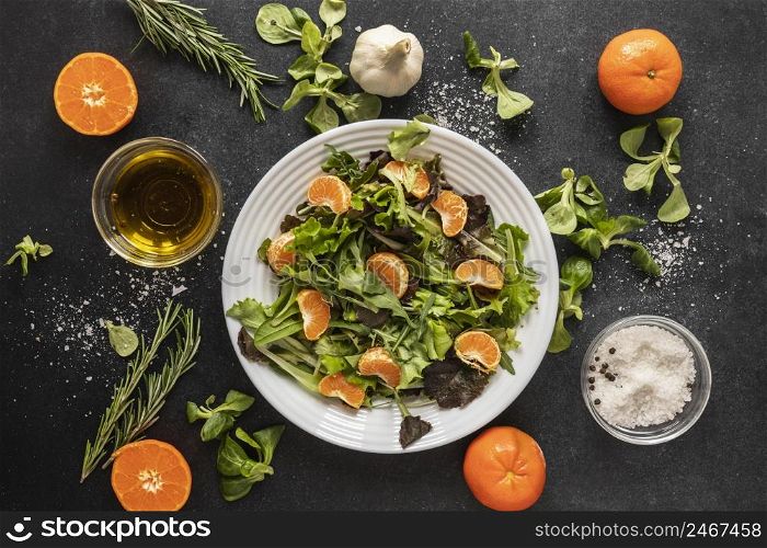 flat lay food ingredients with salad 2