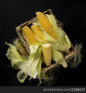 flat lay fresh corn composition