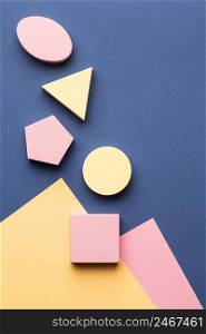 flat lay geometric forms with copy space