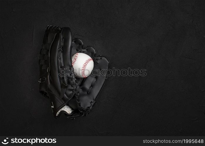 flat lay glove with ball inside