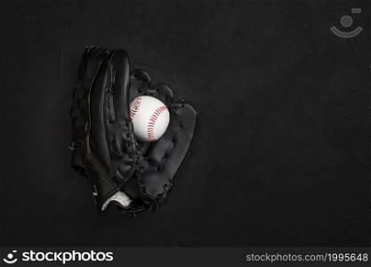 flat lay glove with ball inside