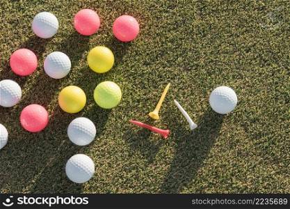 flat lay golf balls collection