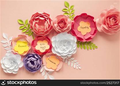 flat lay gorgeous flowers women s day