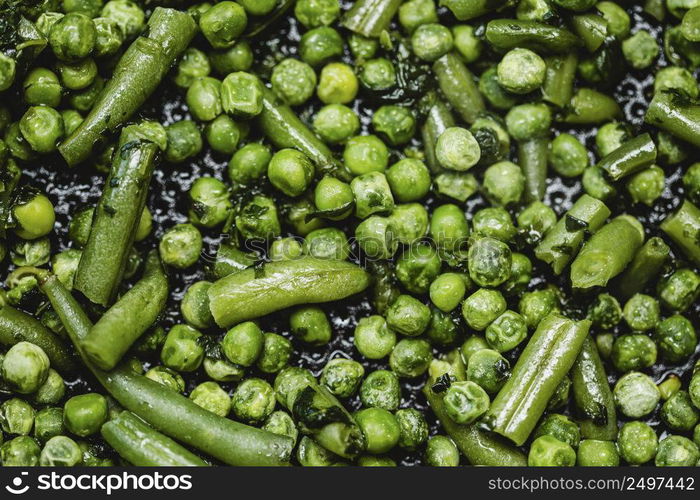 flat lay green peas background