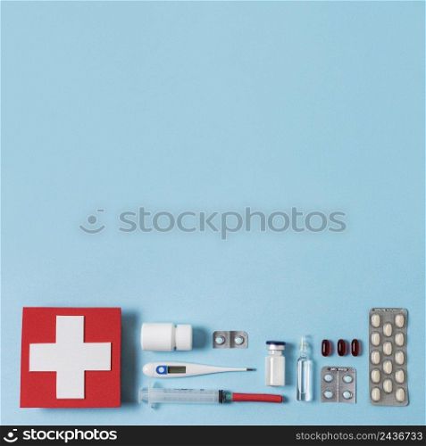 flat lay health still life composition with copy space