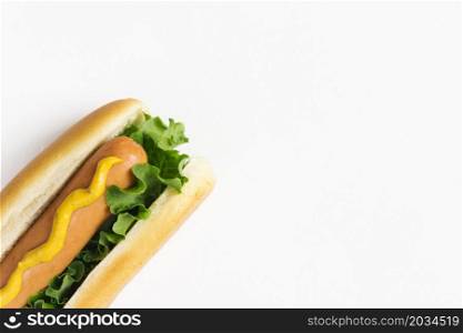 flat lay hotdog with copyspace