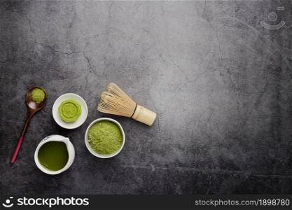 flat lay matcha tea power with wooden spoon. Resolution and high quality beautiful photo. flat lay matcha tea power with wooden spoon. High quality beautiful photo concept