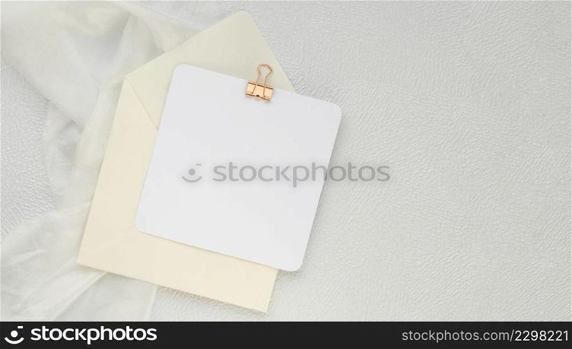 flat lay minimalist wedding invitation