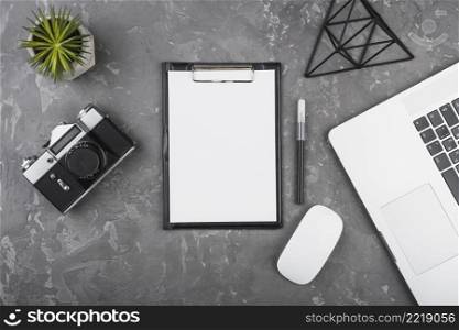 flat lay minimalistic desk design