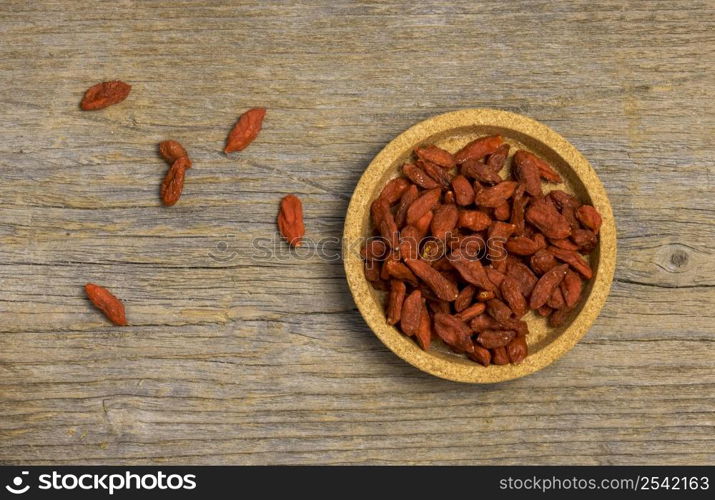 flat lay natural goji berries