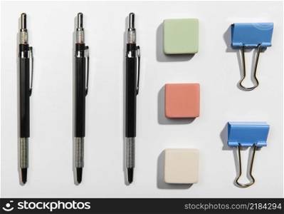 flat lay office accessories knolling concept