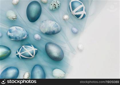 flat lay painted easter eggs with copy space. Beautiful photo. flat lay painted easter eggs with copy space