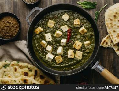 flat lay pakistani food arrangement