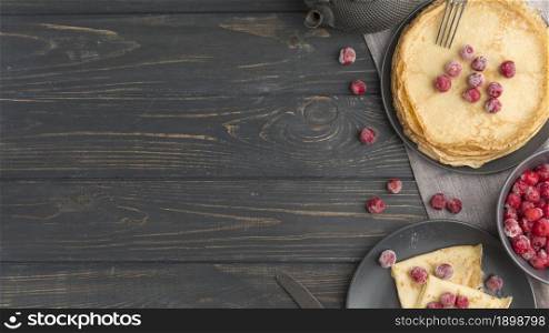 flat lay pancakes with copy space. Resolution and high quality beautiful photo. flat lay pancakes with copy space. High quality beautiful photo concept