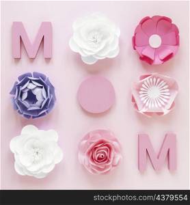 flat lay paper flowers mother s day