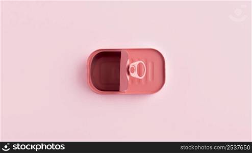 flat lay pink tin cans