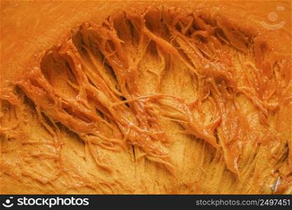 flat lay pumpkin insides background