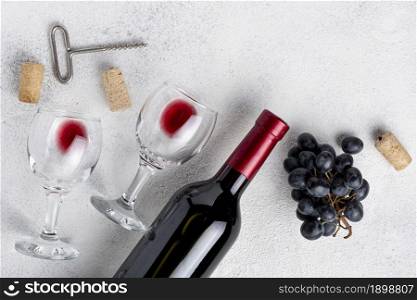 flat lay red wine bottle table. Resolution and high quality beautiful photo. flat lay red wine bottle table. High quality beautiful photo concept